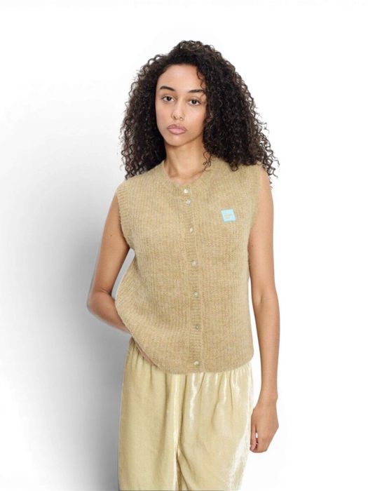 Beige gilet zonder mouwen met logo East American Vintage