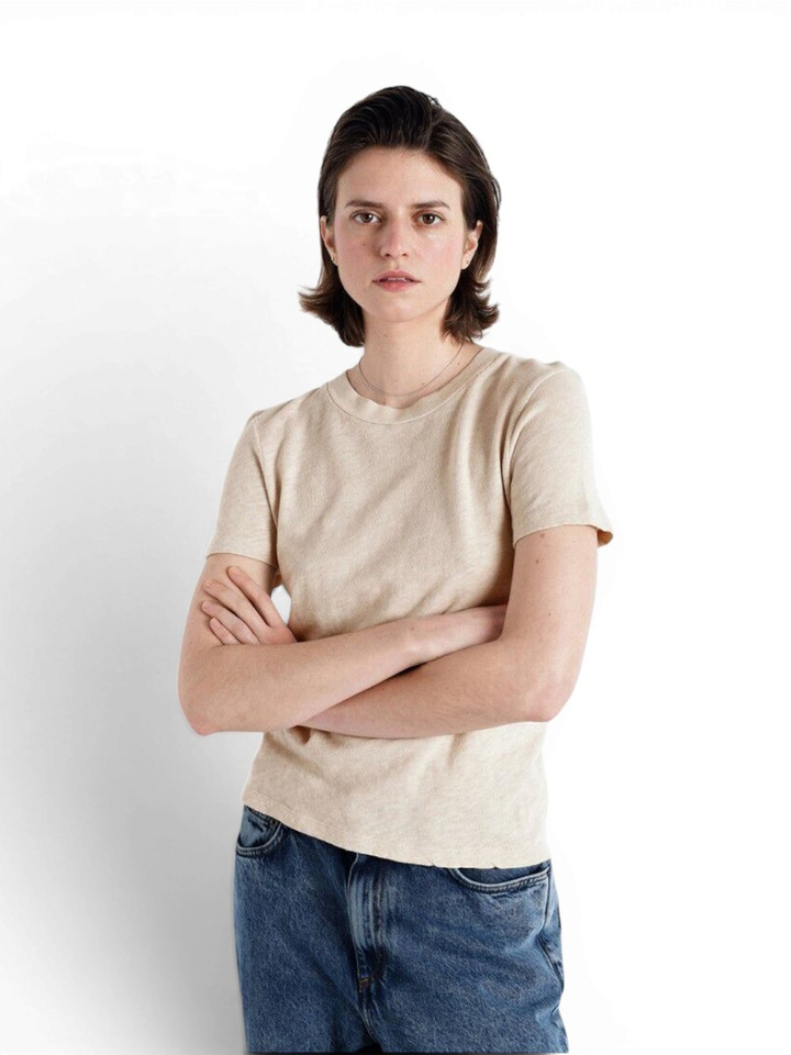 Beige katoenen t-shirt Son American Vintage