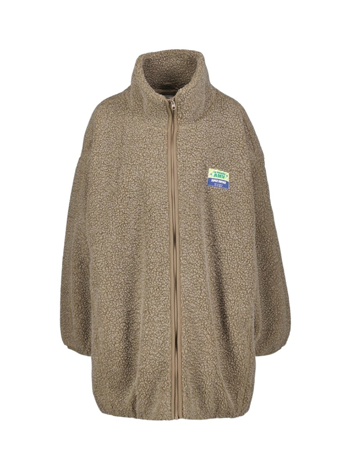Bruine jas in teddy stof American Vintage