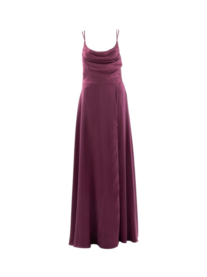 Bordeaux zijdenlook jurk met stropdetail Swing