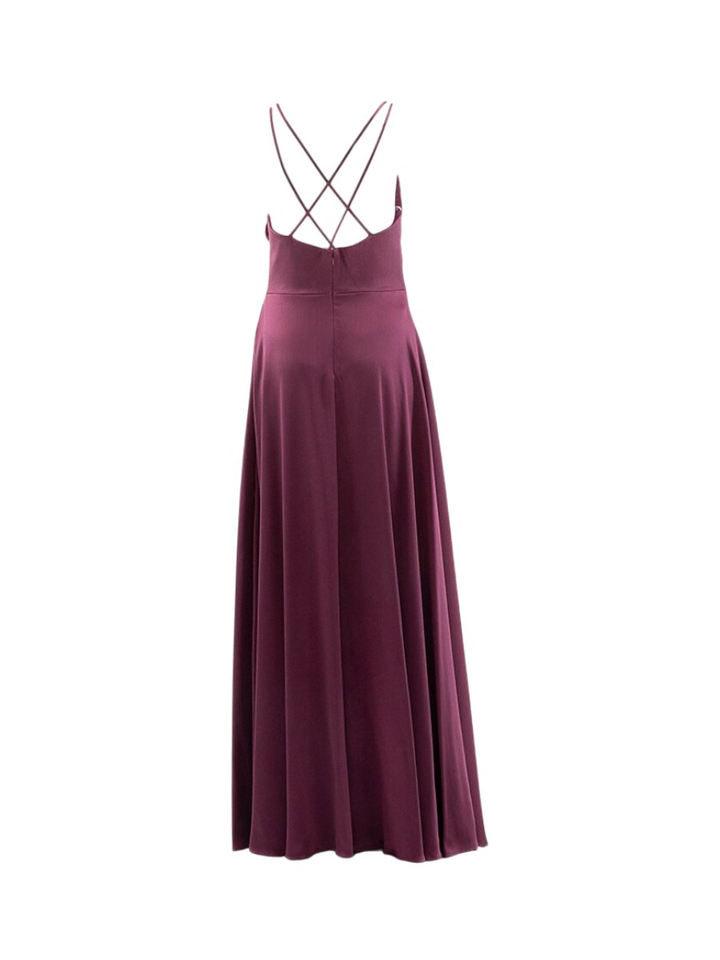 Bordeaux zijdenlook jurk met stropdetail Swing