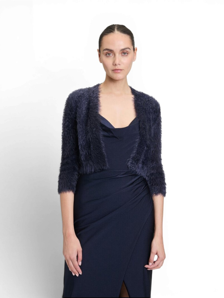Donkerblauwe fluffy bolero Vera Mont