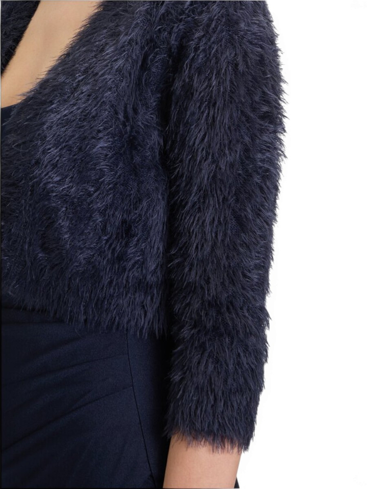 Donkerblauwe fluffy bolero Vera Mont