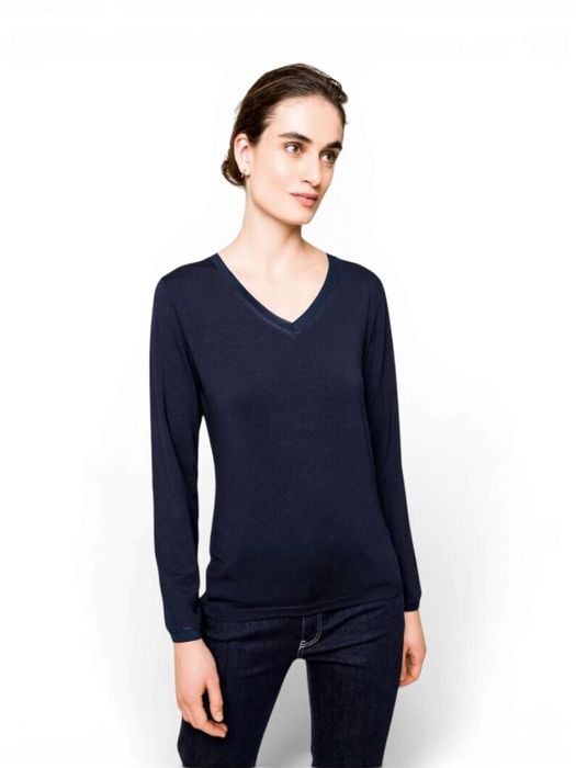 Donkerblauwe t-shirt met lange mouwen Franki Xandres