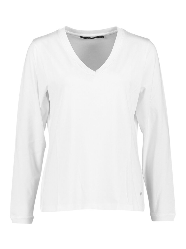 Ecru t-shirt met V-hals en lange mouwen Franki Xandres