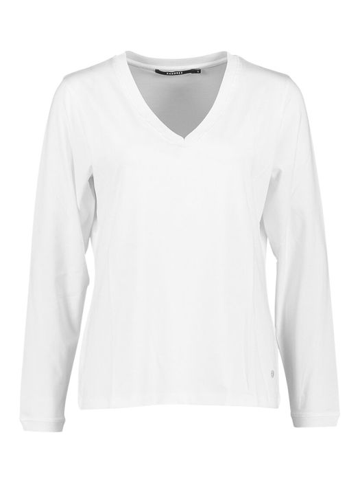 Ecru t-shirt met V-hals en lange mouwen Franki Xandres