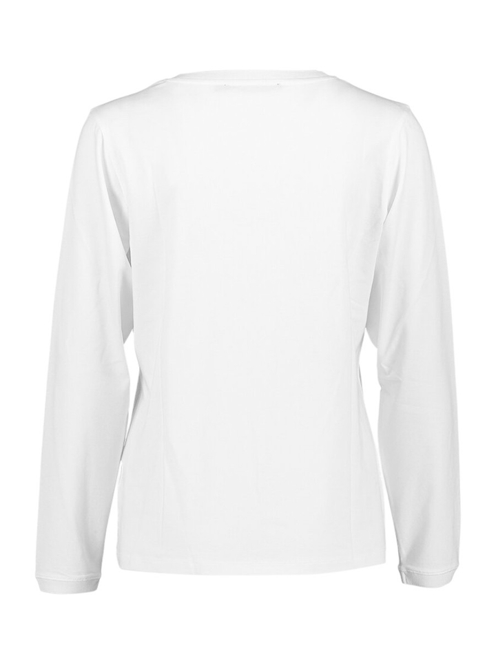 Ecru t-shirt met V-hals en lange mouwen Franki Xandres