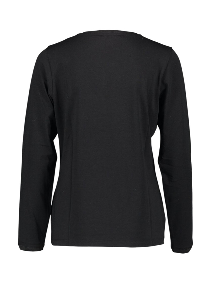 Zwarte t-shirt met V-hals en lange mouwen Franki Xandres
