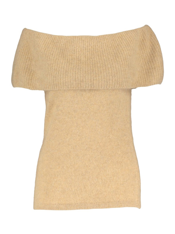 Beige wollen off shoulder trui Isabelle Six Ames 
