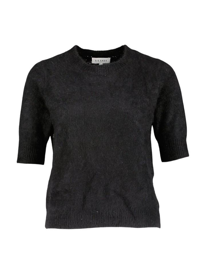 Zwarte wollen pull met korte mouwen Rocca Six Ames 