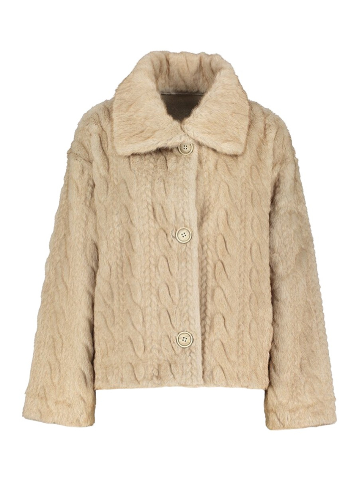 Beige faux fur jas met knopen Marielies Kocca