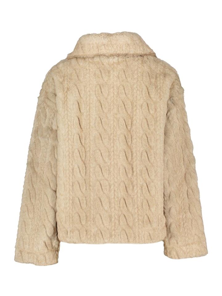 Beige faux fur jas met knopen Marielies Kocca