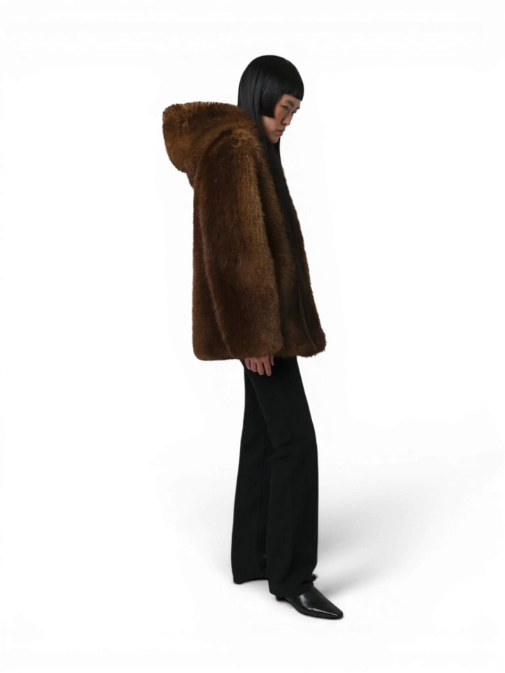 Mink korte mantel met kap Katin Apparis 
