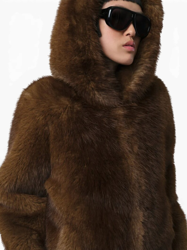 Mink korte mantel met kap Katin Apparis 