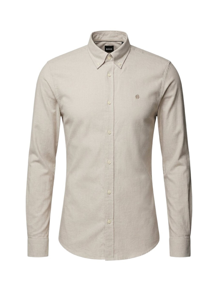 Beige katoenen hemd (slim fit) met lange mouwen Hugo Boss 