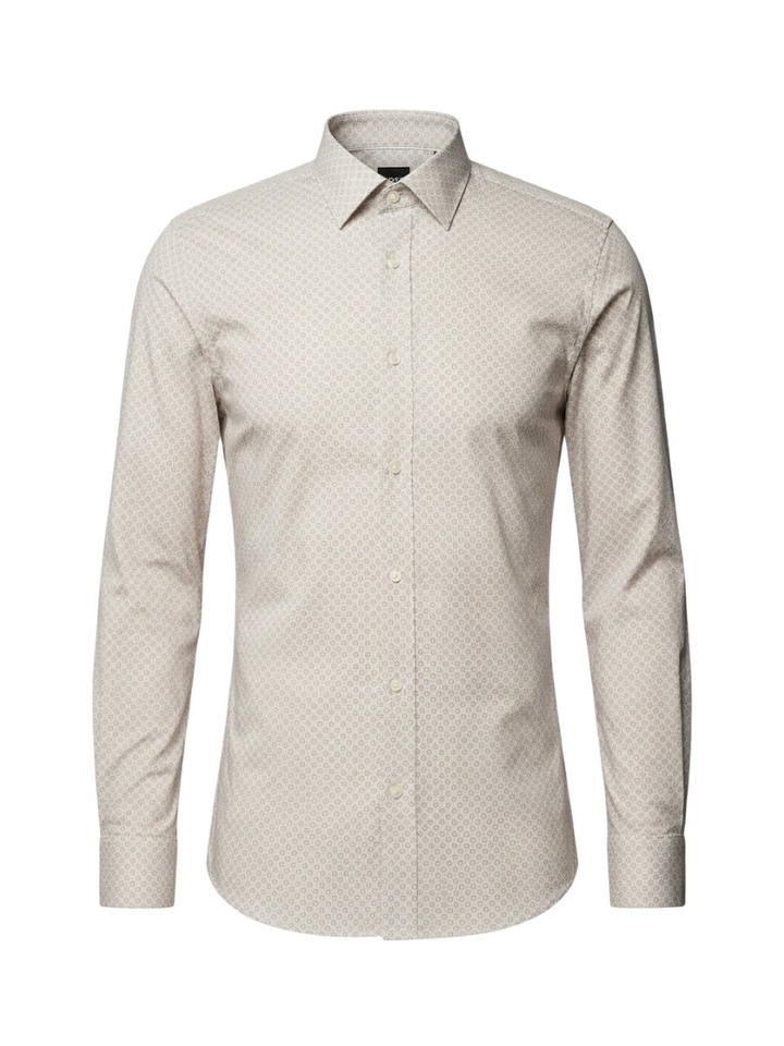 Beige hemd met print (slim fit stretch) met lange mouwen Hugo Boss 