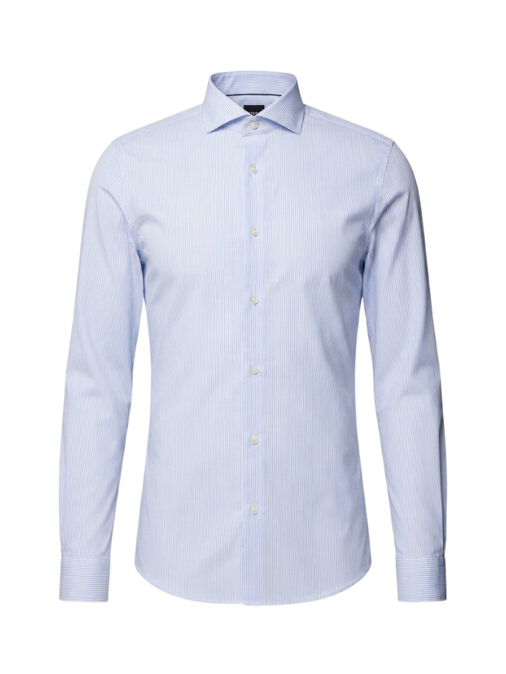 Light pastel blue katoenen hemd (slim fit) met strepen en lange mouwen Hugo Boss