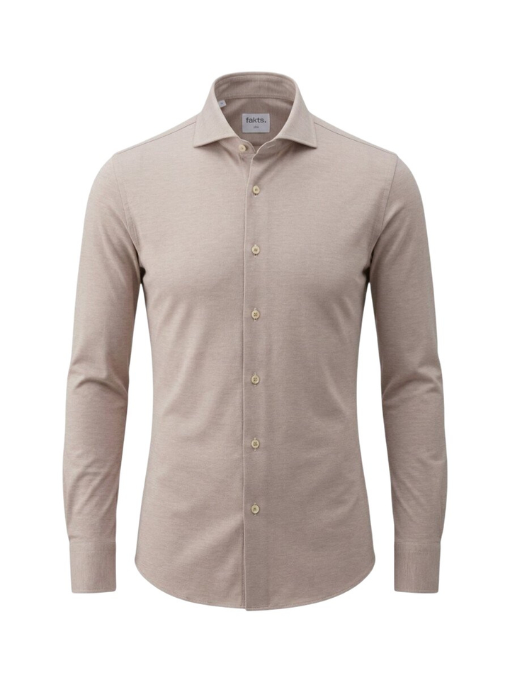 Brown light uni katoenen hemd ( slim fit) met lange mouwen Fakts