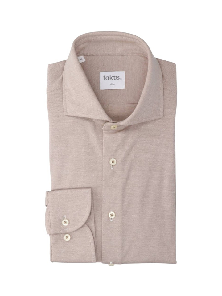 Brown light uni katoenen hemd ( slim fit) met lange mouwen Fakts