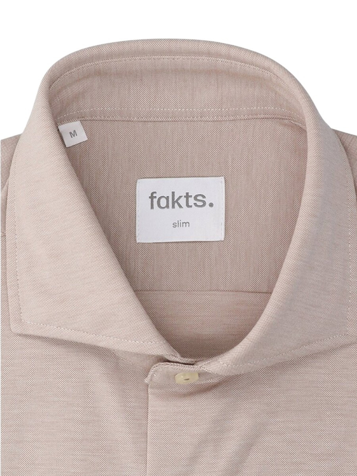Brown light uni katoenen hemd ( slim fit) met lange mouwen Fakts