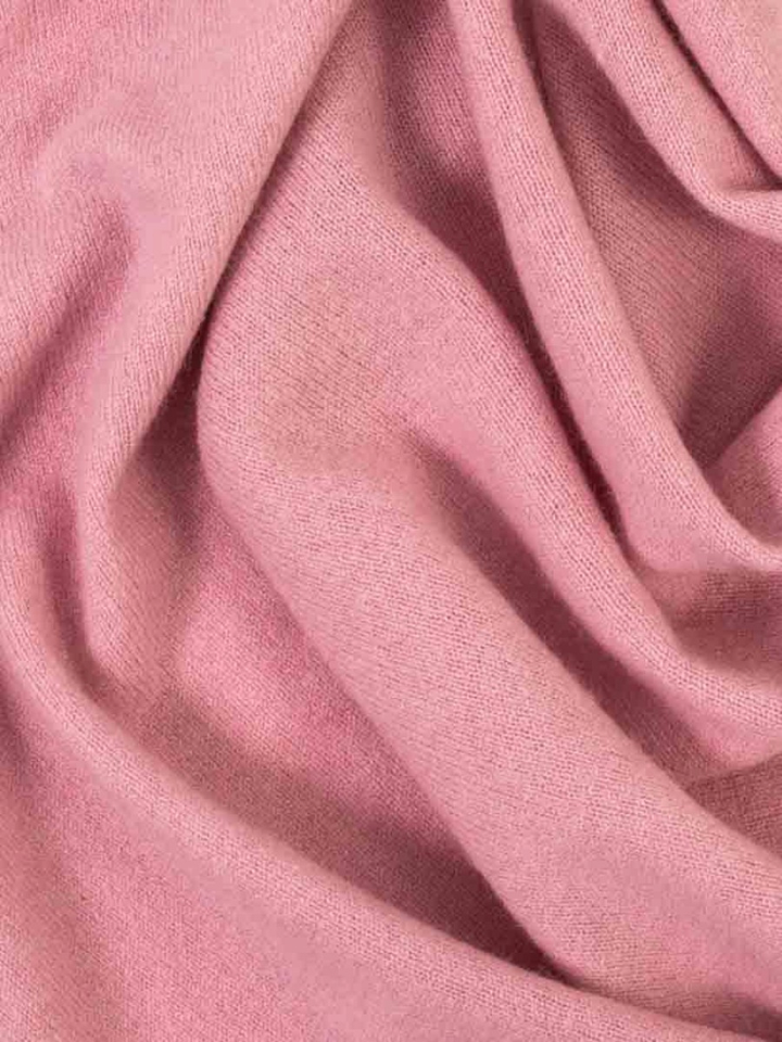 Lichtroze wollen sjaal met taupekleurige ruffles Herzen's