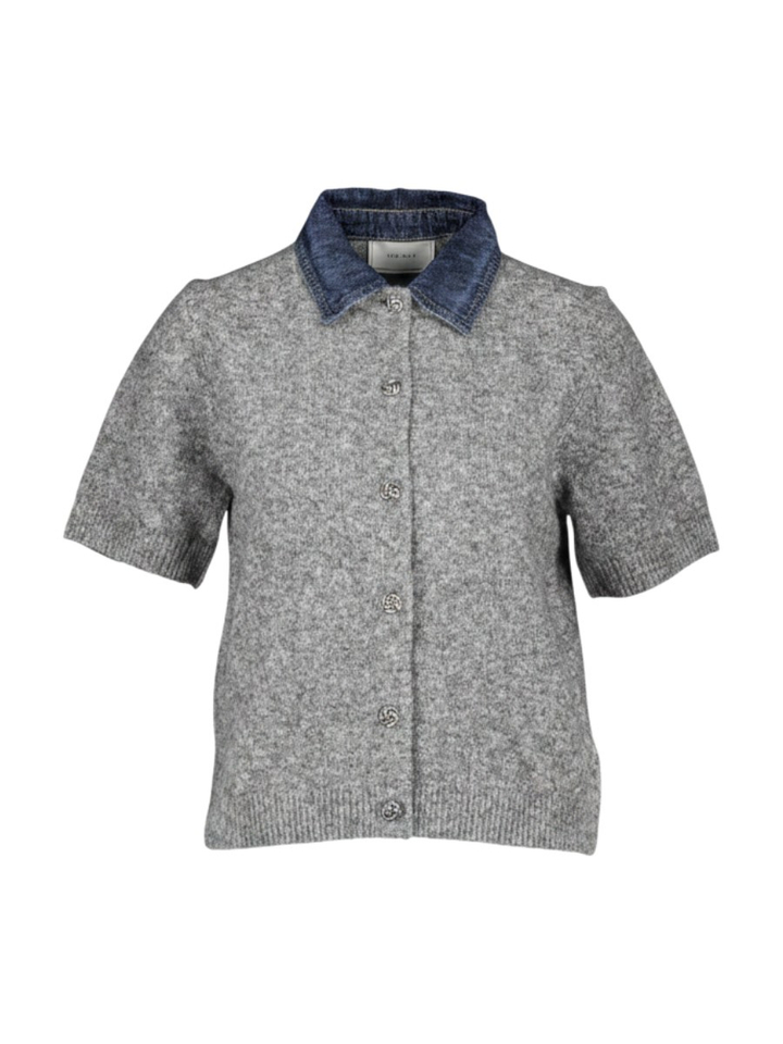 Grijze gilet met denim kraag Amoria Neo Noir 