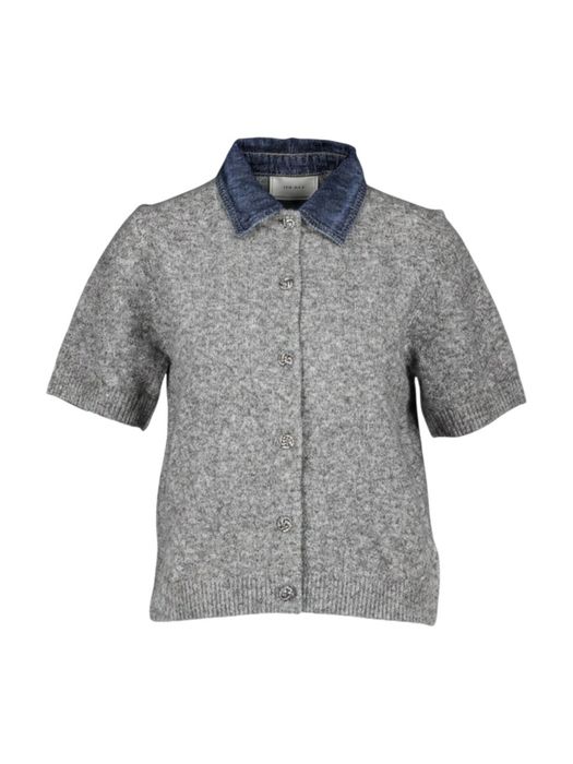 Grijze gilet met denim kraag Amoria Neo Noir