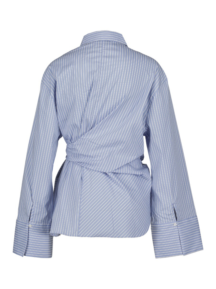 Blauw hemd met knoop en witte streep Neo Noir