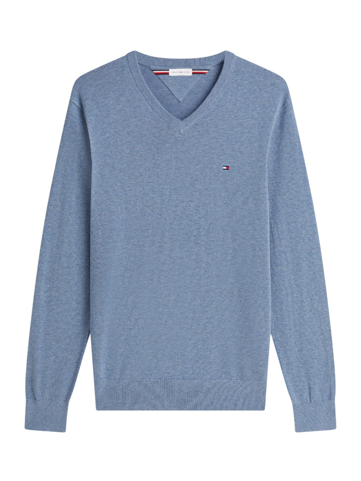 Lichtblauwe trui met V-hals Tommy Hilfiger