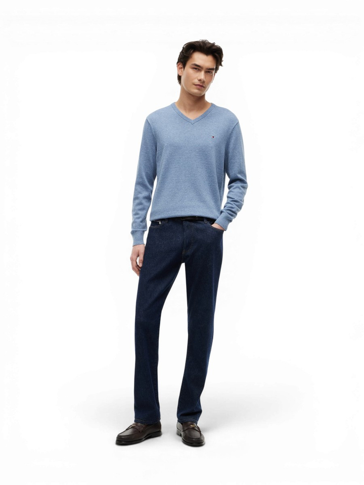 Lichtblauwe trui met V-hals Tommy Hilfiger