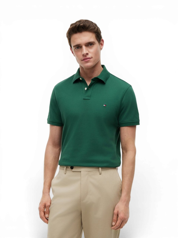 Donkergroene katoenen polo Tommy Hilfiger 