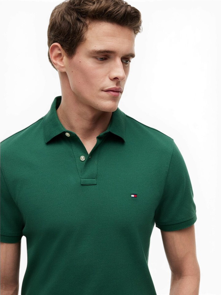 Donkergroene katoenen polo Tommy Hilfiger 