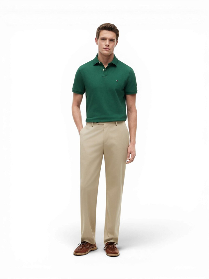 Donkergroene katoenen polo Tommy Hilfiger 