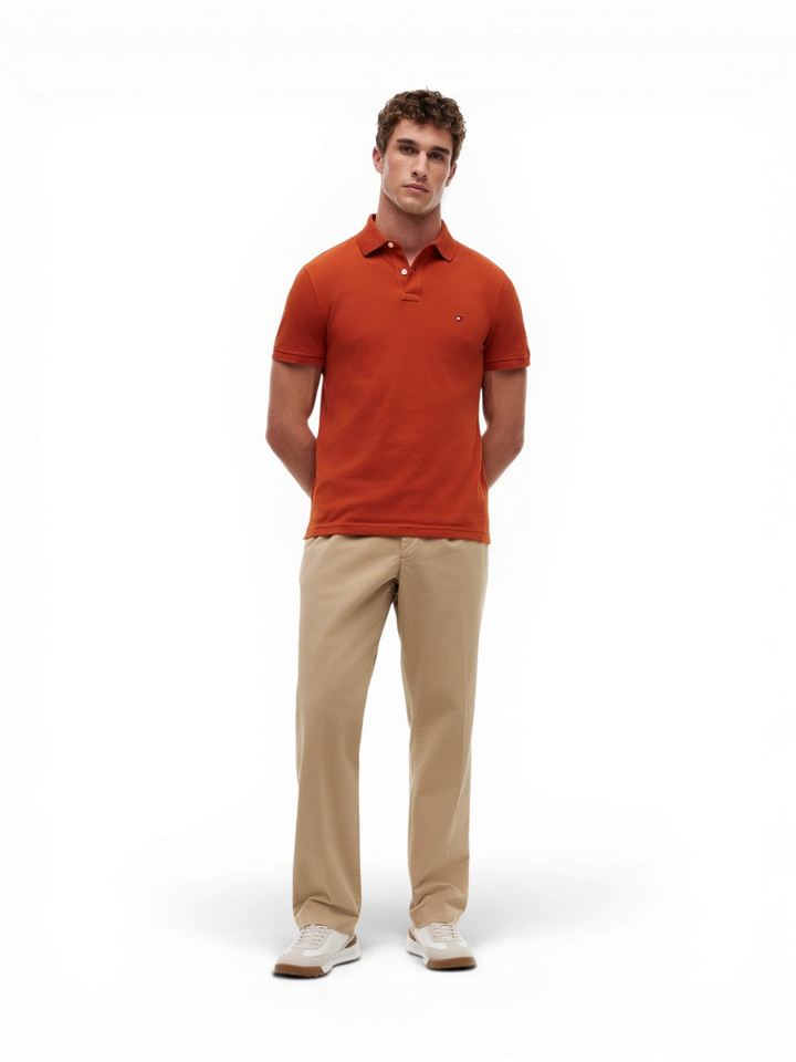 Roestkleurige katoenen polo Tommy Hilfiger
