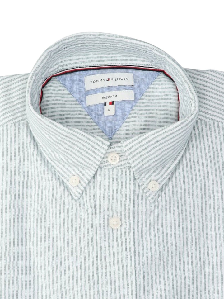 Ornamental groen linnen hemd (regular fit) met strepen en lange mouwen Tommy Hilfiger