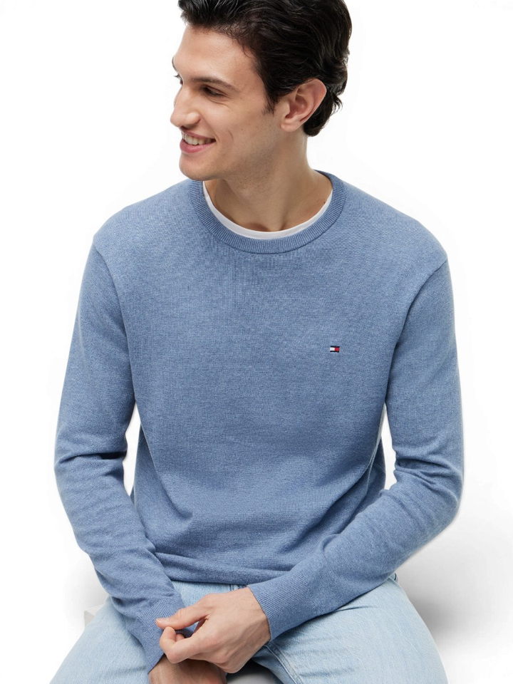 Lichtblauwe trui met ronde hals Tommy Hilfiger