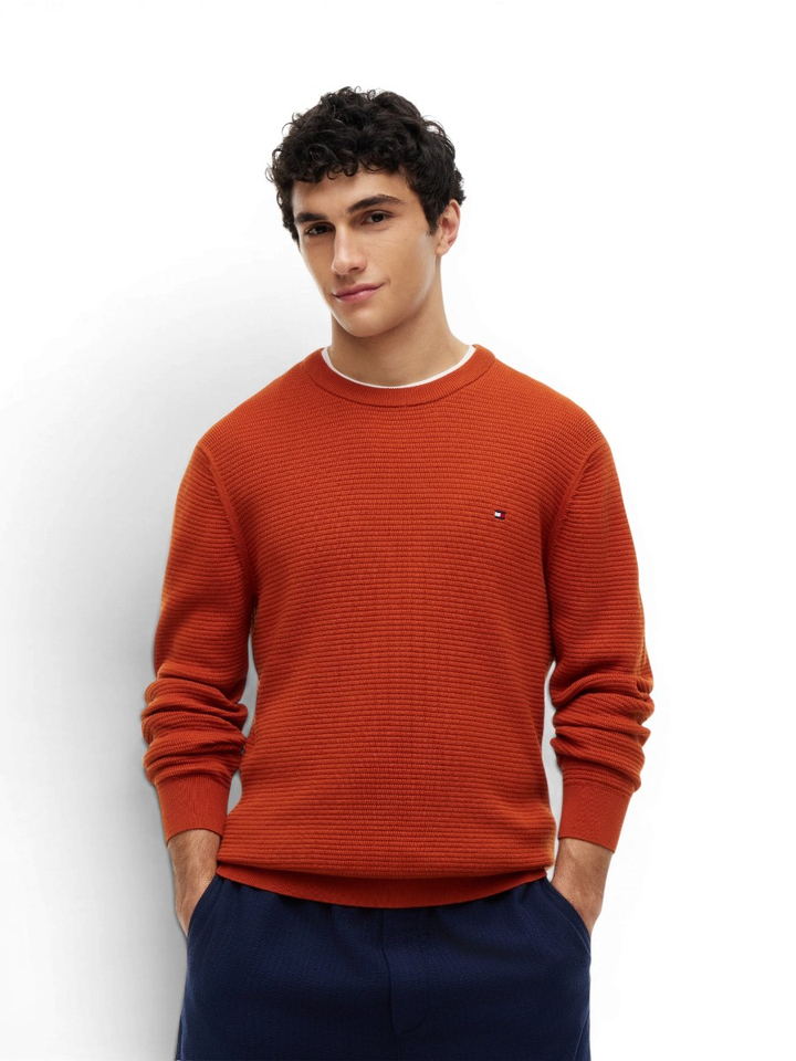 Roestkleurige trui met structuur Tommy Hilfiger 