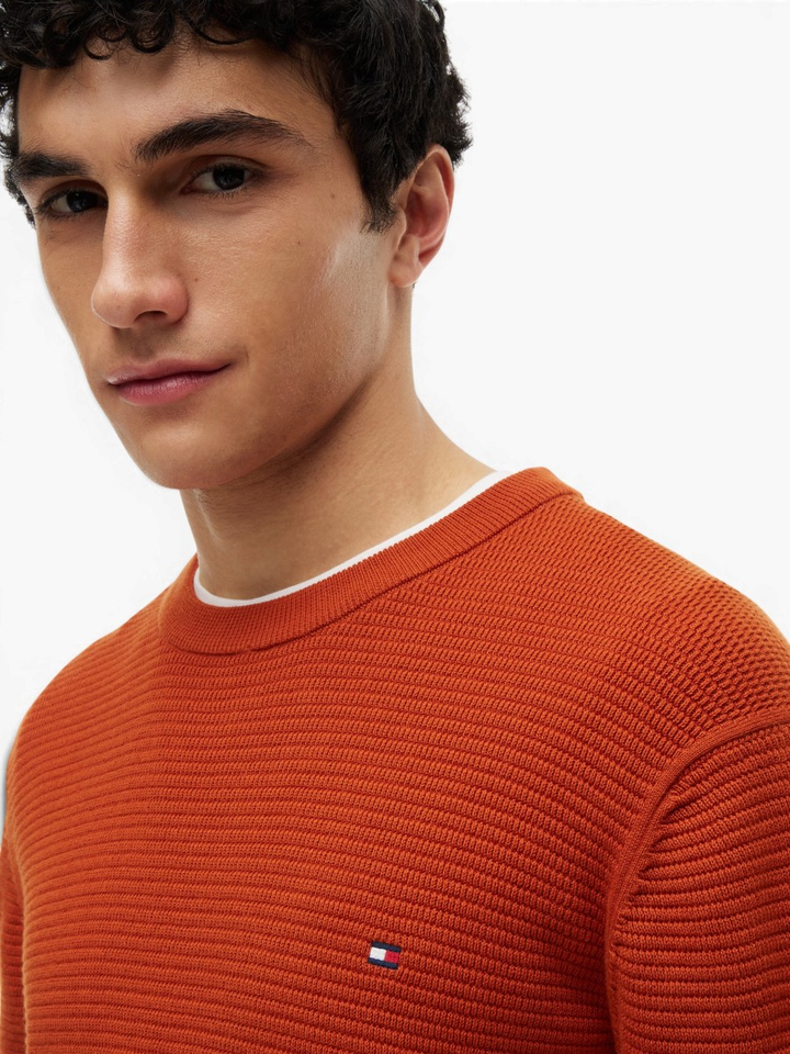 Roestkleurige trui met structuur Tommy Hilfiger 