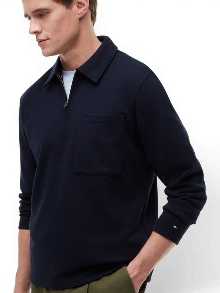 Donkerblauwe sweater met kraag Tommy Hilfiger