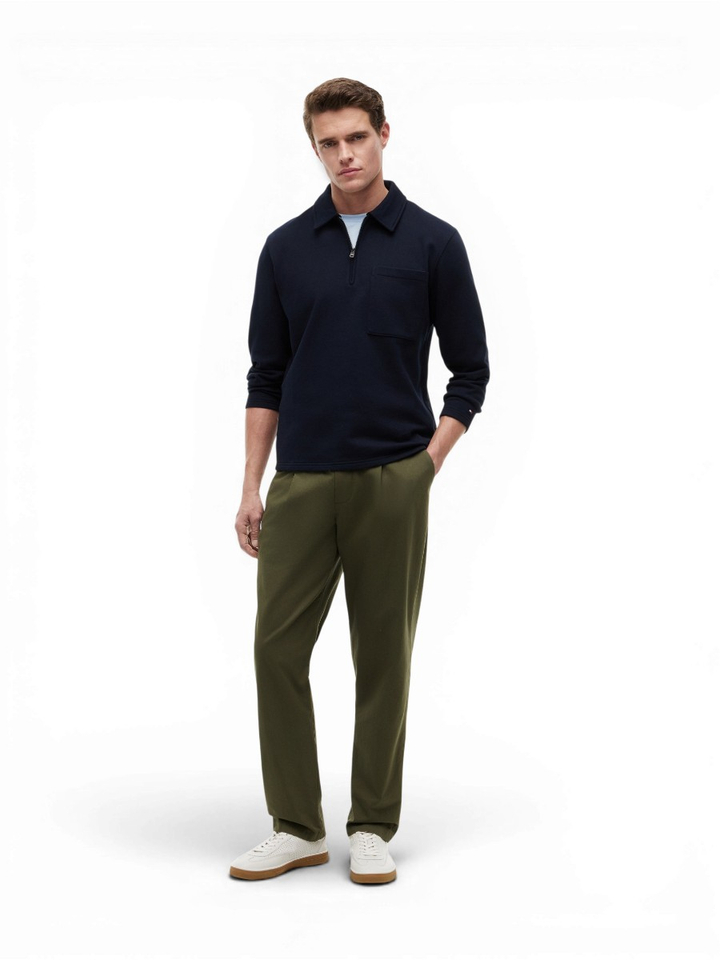 Donkerblauwe sweater met kraag Tommy Hilfiger