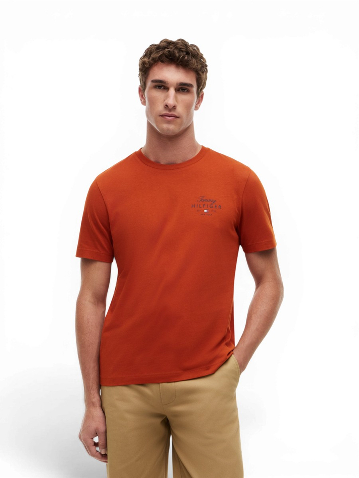 Roestkleurige katoenen T-shirt Tommy Hilfiger 