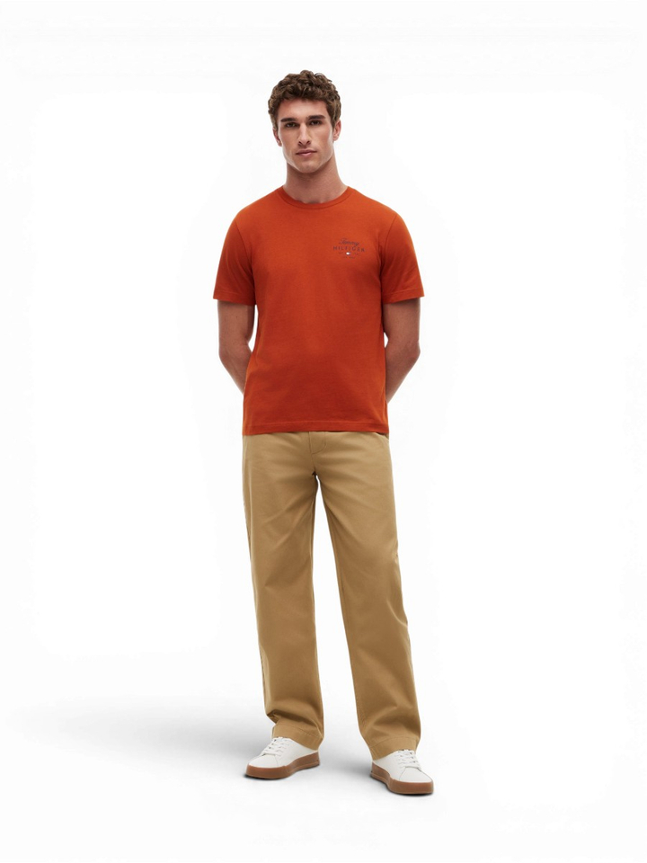 Roestkleurige katoenen T-shirt Tommy Hilfiger 