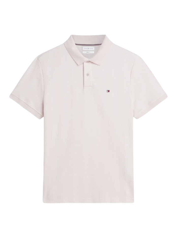 Creme kleurige polo met fijn streep motief Tommy Hilfiger