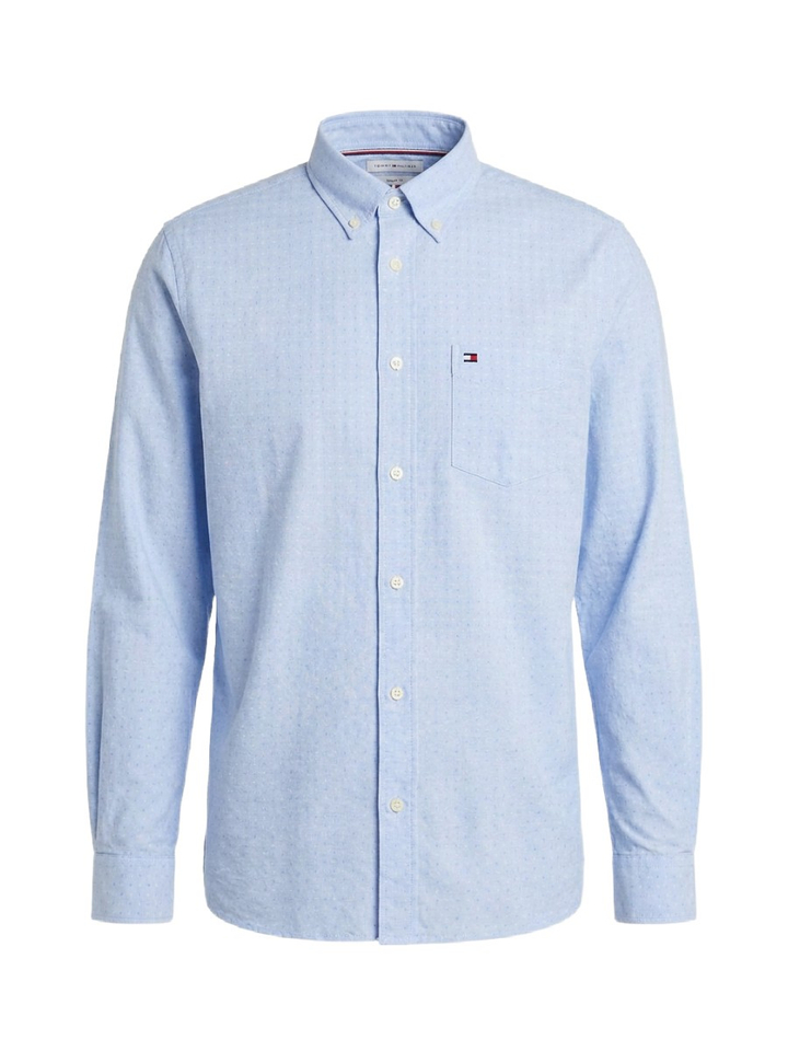 Lichtblauw katoenen hemd (regular fit) met lange mouwen Tommy Hilfiger