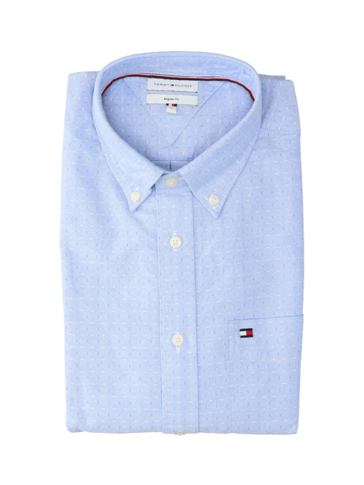 Lichtblauw katoenen hemd (regular fit) met lange mouwen Tommy Hilfiger