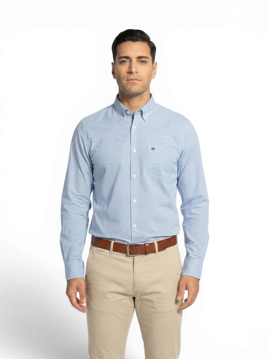 Lichtblauw katoenen hemd (regular fit) met lange mouwen Tommy Hilfiger