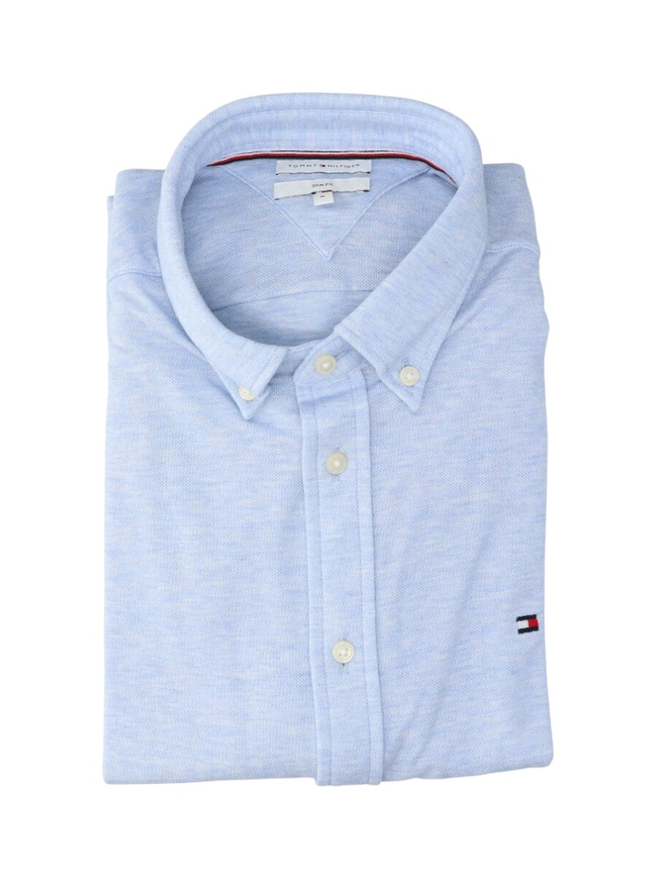 Light blue heather katoenen hemd (slim fit) met lange mouwen Tommy Hilfiger 