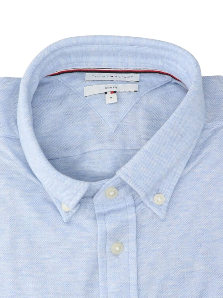 Light blue heather katoenen hemd (slim fit) met lange mouwen Tommy Hilfiger 