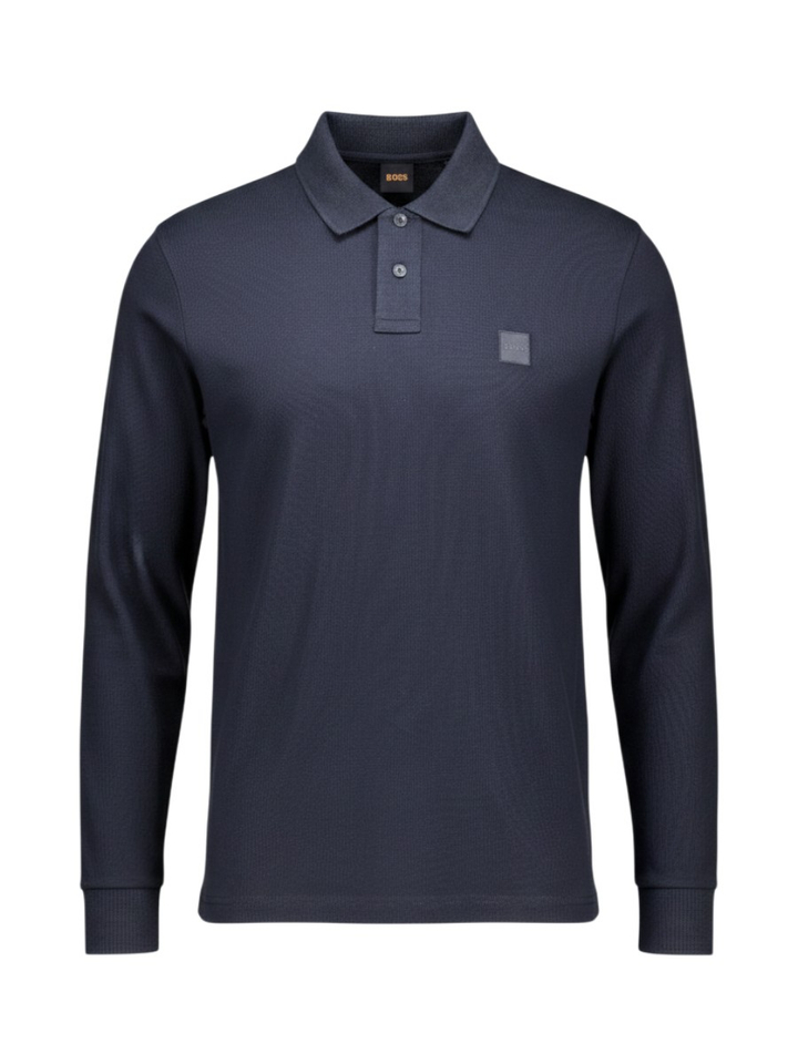 Donkerblauwe polo met lange mouwen Hugo Boss 