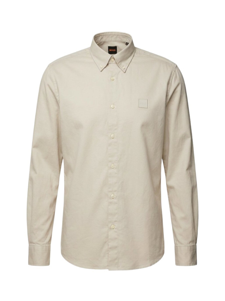 Beige katoenen hemd met lange mouwen Hugo Boss